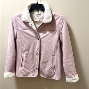 Talbots Soft Pink Beige Ivory Teddy Jacket shearling short coat Small Petite